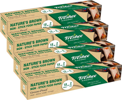 Freshee Greaseproof Paper Nature's Brown Non-Stick Food Paper 20m x 300mm - Pack of 4 Parchment Paper(Pack of 4, 20 m)