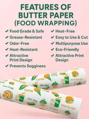 VANSH Food wrapping paper / paper foil /paper wrap/Butter paper Paper Foil(Pack of 3, 25 m)