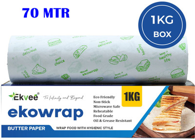 EKVEE Ekowrap 1Kg Butter Paper Roll | Non-Stick Greaseproof Baking & Cooking Paper Parchment Paper(100 m)