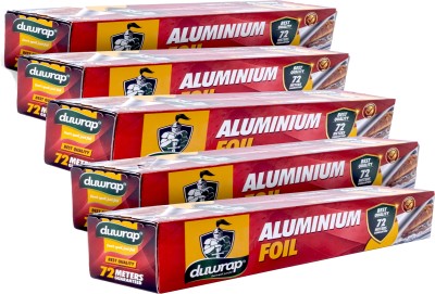 Duwrap 11 Microns 72M Aluminuim Foil for Cooking Baking Packing and Serving Foods Aluminium Foil(Pack of 5, 360 m)