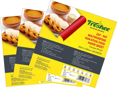 Freshee Food Wrapping Paper 500 Pre Cut Sheets NonStick Food Paper Organic Baking Paper Parchment Paper(Pack of 3, 0.22 m)