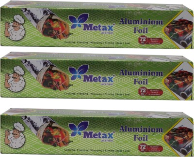 metax ALUMINIUM FOIL PAPER (25+25+25 METRES), 10.5 MICRON SILVER FOIL ROLL. PACK OF 3 Aluminium Foil(Pack of 3, 75 m)