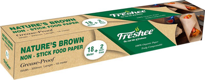 Freshee Greaseproof Paper Nature's Brown Non-Stick Food Paper 20m x 300mm, Multi-purpose Parchment Paper(20 m)
