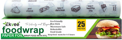 EKVEE FOODS WRAPPING 25M BUTTER PAPER ROLL 42 GSM, FDA APPROVED NON-STICK PARCHMENT Paper Foil(25 m)