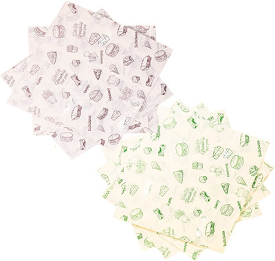 TDS PLUS WRAP Wrapping Paper/Butter Paper, Oil Proof/Green & Brown Printed- Pack of 200 Sheets Parchment Paper(Pack of 200, 50 m)