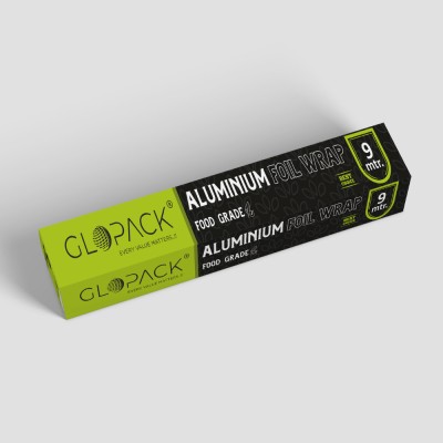 Glopack Silver Aluminium Foil Paper Wrap for Food Packing, Cooking & Baking, 11 Microns Aluminium Foil(9 m)