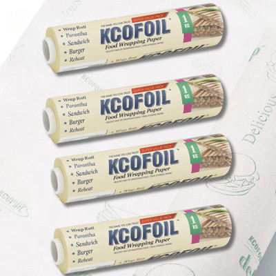 Kcofoil 1KG x 4 Food Wrapping Paper | Butter Paper for Roti Parchment Paper | Food Grade Parchment Paper(Pack of 4, 380 m)
