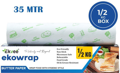 EKVEE Ekowrap 35m Butter Paper 1/2 Kg Roll Food Grade Baking Paper for Wrapping Parchment Paper(28 m)