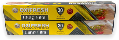 Oxi Fresh Cling Film 30 Meter 2 in 1 (10 microns) Shrinkwrap(Pack of 2, 0.003 m)