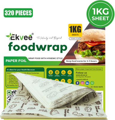 EKVEE Food Wrapping Paper 1kg 320 Sheets, 11x15 Inch Butter Paper 42 GSM, FDA Approved Parchment Paper(27 m)