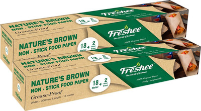 Freshee Greaseproof Paper Nature's Brown Non-Stick Food Paper 20m x 300mm - Pack of 2 Parchment Paper(Pack of 2, 20 m)