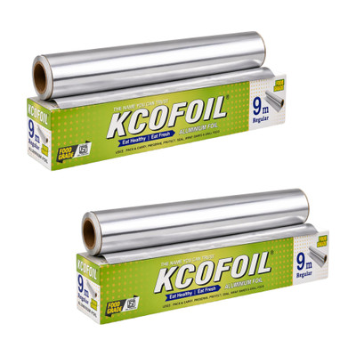 Kcofoil 9 Meters Food Grade Aluminium Foil| ISI Certified | Wrapping & Packing Aluminium Foil(Pack of 2, 18 m)
