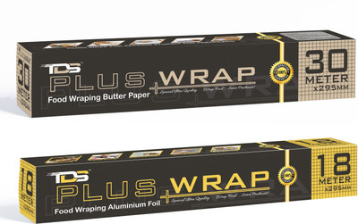 TDS PLUS WRAP 30 METER WRAPPING PAPER & 18 METER FOIL PAPER COMBO PACK 2 | PARCHMENT PAPER ROLL & FOIL PAPER FOR DAILY FOOD PACKAGING Aluminium Foil(Pack of 2, 48 m)