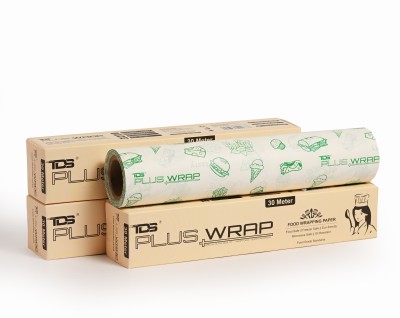TDS PLUS WRAP 30 Meter Food Wrapping Printed Butter Paper(Green) - Pack 3 Parchment Paper(Pack of 3, 90 m)