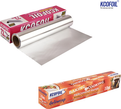 Kcofoil Kco foil 72 mtr aluminium foil and free 10m Baking and cooking parchment paper worth rs179 Aluminium Foil(Pack of 2, 82 m)
