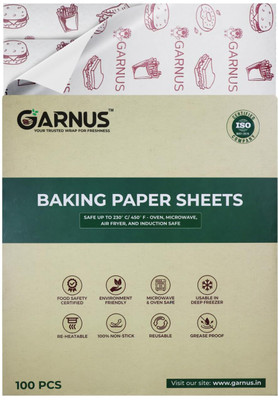Garnus Baking Paper Sheets – 100 Sheets (300g) – Non-Stick Shrinkwrap(11 m)