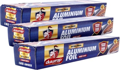 Duwrap 18 Microns 1 Kg Gross Aluminuim Foil Cooking Baking Packing and Serving Foods Aluminium Foil(Pack of 3, 216 m)