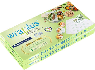 WRAPLUS REDEFINING FOOD WRAPPING Food Wrapping Paper 10x10 Inches 120 Sheets Paper Foil(Pack of 2, 0.254 m)