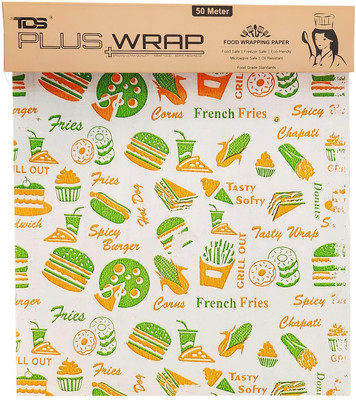 TDS PLUS WRAP Food Wrapping (1/2Kg) 50 Mtr | Oven Safe | Organic Butter Paper (Multicolor) Parchment Paper(50 m)