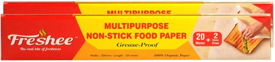 Freshee 22 meter Multipurpose Non-Stick Food Paper Pack 2, Grease Proof, Organic Paper Shrinkwrap(Pack of 2, 22 m)