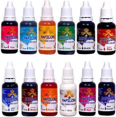 PAPILON Gel Food colour (30gm x 12) Multicolor(30 g)
