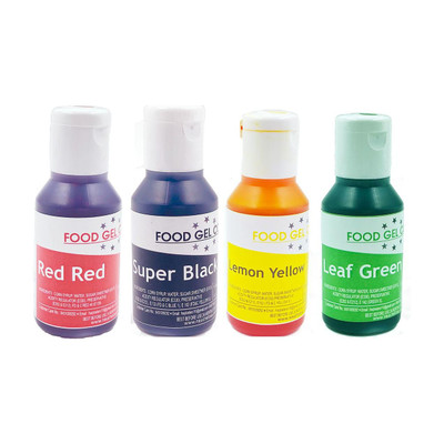 Chefzaa Combo of Edible Concentrated Gel Colours for Cake Decorating | Shades | Food Colouring for Icing, Cakes Decor, Baking, Fondant | Foods Dye Colour Red, Black, Yellow, Green(120 g)