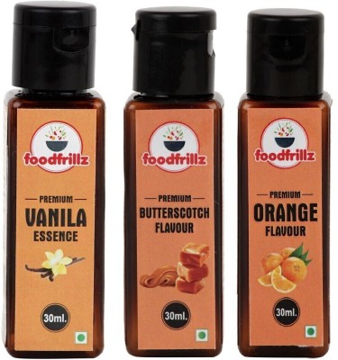 foodfrillz Vanilla, Butterscotch & Orange Food Flavor Essence Mixed Fruit Liquid Food Essence(90 ml)