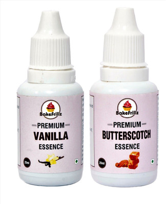 Bakefrillz Vanilla & Butterscotch Essence Food Flavour for cake ice cream, 20 ml x 2 Vanilla Liquid Food Essence(40 ml)