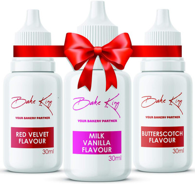 Bake King Combo of Red Velvet & Milk Vanilla and Butterscotch food Essence 30ml each Red Velvet Liquid Food Essence(90 ml)