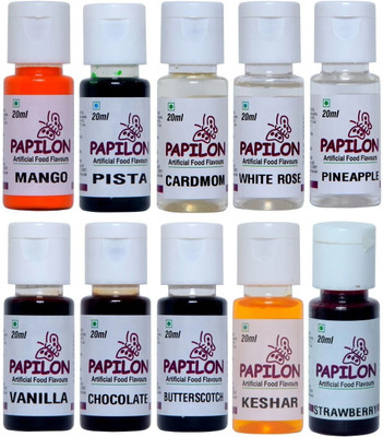 PAPILON Assorted Culinary Essence (20 Ml X 10 Bottles) Mixed Fruit Liquid Food Essence(20 ml)