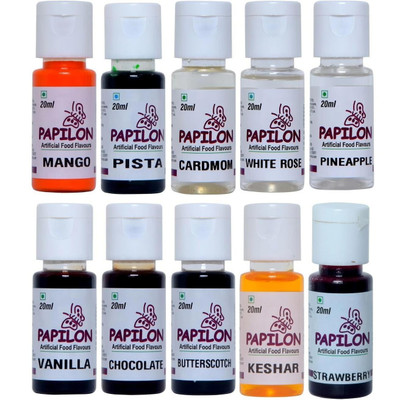 PAPILON Assorted Culinary Essence (20 Ml X 10 Bottles) Mixed Fruit Liquid Food Essence(20 ml)