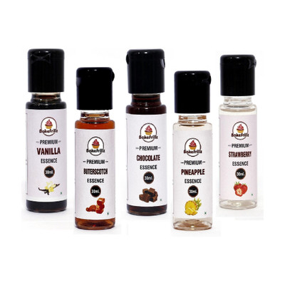 Bakefrillz Vanilla, Butterscotch Strawberry, Pineapple & Chocolate Food Flavour Essence for Cake Vanilla Liquid Food Essence(150 ml)