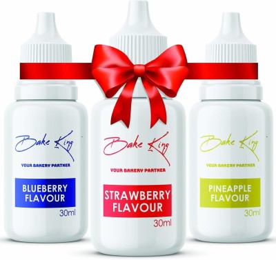 Bake King Combo of Blueberry, Strawberry and Pineapple Flavour 30ML Each Essence for Baking Cakes, Jams, Jelies, Cookies, Ice Creams and Puddings Liquid Food Essence (Set of 3) Blueberry Liquid Food Essence(90 ml)