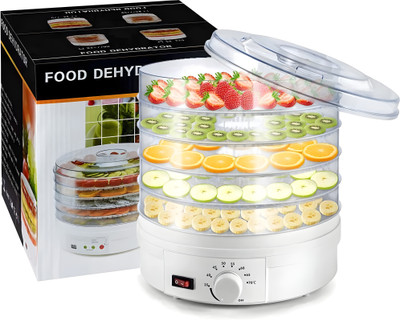 JYNEX Food Dehydrator with 5 Stackable Tray Fruit Dryer Machine 220 W Food Processor(White)
