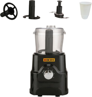 BERG MiniChef Atta Kneader,Chopper,Whisker with 2 Yr Warranty(Copper Motor) 400 W Food Processor(Black)