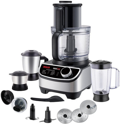 Inalsa FP INOX 1200 |1200W Motor|2.5 L Processing Jar|Chopping & Kneading Blade 1000 W Food Processor(Silver, Black)