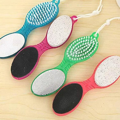 Elecsera 4in1MultiUse Pedicure&Manicure Paddle Brush ,Cleanse,Scrub,File and Buff(Multicolor)