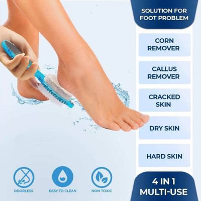 ARPANA BRIGHT Pedicure Paddle 4 In 1 Brush Cleanse, Scrub, File and Buff(Multicolor)