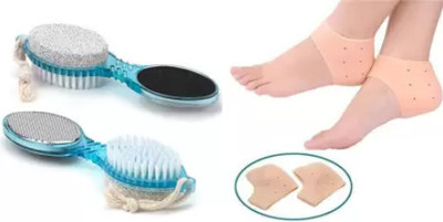 MAYANSHH COMBO OF Ogrizle Foot File 4 in 1 with Pedicure brush and anti crack heel(Multicolor)