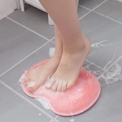 RIDDHUMART Shower Foot Scrubber Mat with Non Slip Suction Cups Back Scrubber Pad(Multicolor)