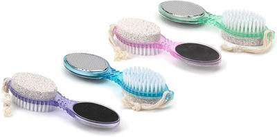 Elecsera 4in1MultiUse Pedicure&Manicure Paddle Brush ,Cleanse,Scrub,File and Buff(Multicolor)