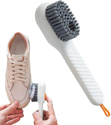 ZIVINI Multi-Functional Soap Dispensing Cleaning Scrub Shoe Reusable Brush with Handle Microfibre Wet and Dry Brush(Multicolor)
