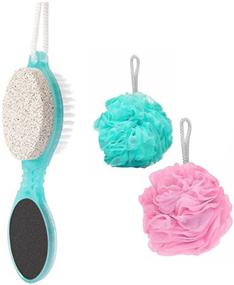 DIGSMORDEN 4 In 1 Foot Pedicure Brush + 2 Loofah(Multicolor)