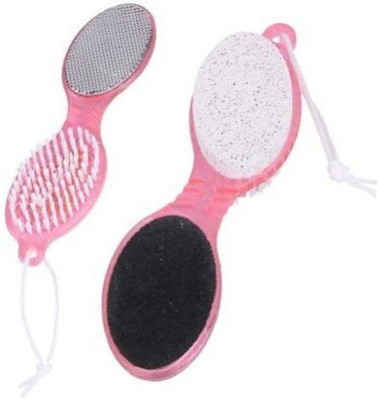 Hk Group 4-In-1 Multi Use Pedicure Paddle Brush (Cleanse, Scrub, File And Buff)(Multicolor)