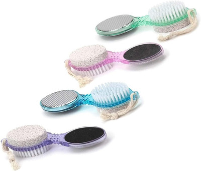 PADAR 4 in 1 Callus Remover Pedicure Foot File, Pumice Stone with Brush & Scrubber(Multicolor)