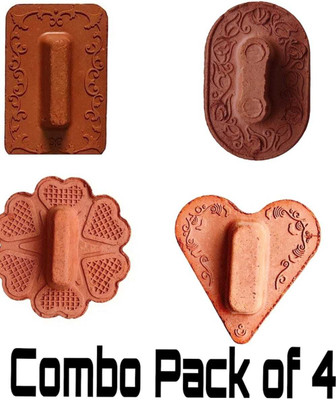Shuex 4 Psc Combo pack of Natural Terracotta Scrubber(Red)