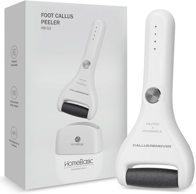 HOMEBASIC Rechargeable Electric Callus Remover with 3 Rollers, 3 Speed, 45 Min Runtime