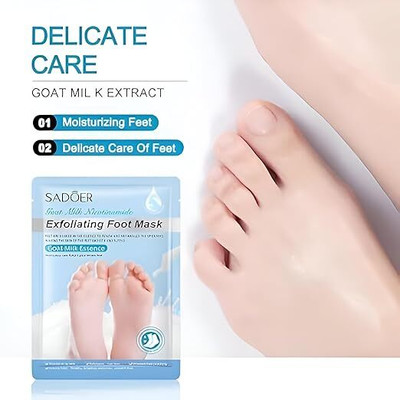 Eway Goat Milk Exfoliating Foot Mask Dead Skin Cracked Heel Remover Hydrate Foot Care