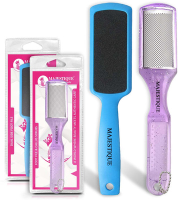 MAJESTIQUE 2Pcs Pedicure Double-Sided Foot Scrubber-Scraper File Tools for Wet and Dry Feet