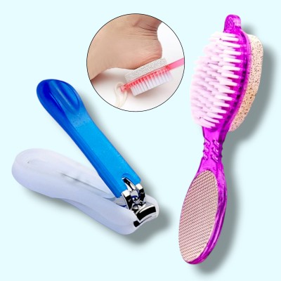 Yolin Convenient Pedicure Paddle Brush and Nail Cutter for Fuss-Free Foot Care